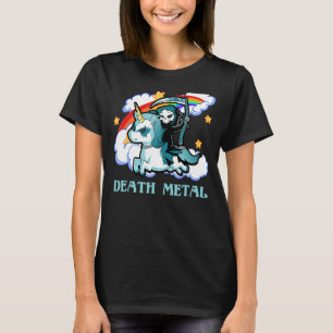 Funny Rainbow Skeleton Unicorn Död Metall Music F T Shirt