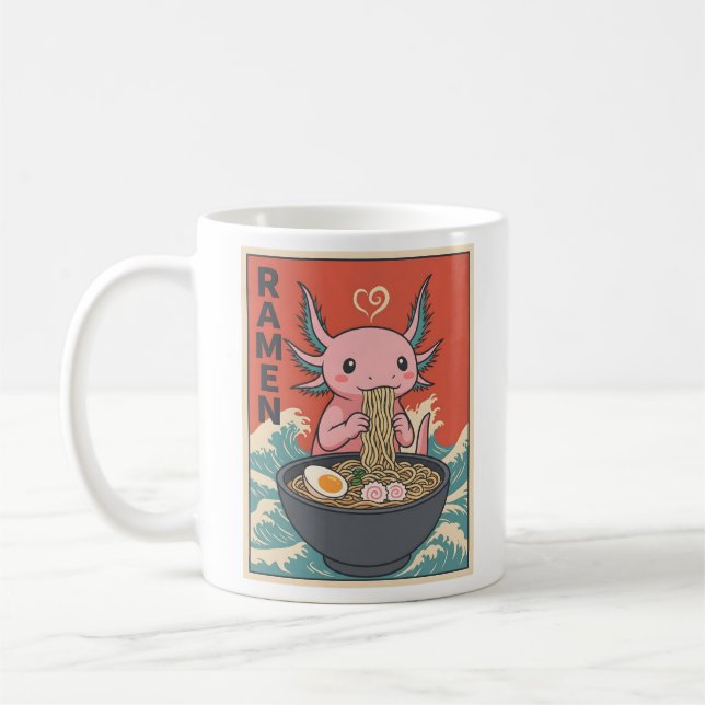 Funny Ramen Axolotl Noodle Lover Cute Creature Kaffemugg (Vänster)