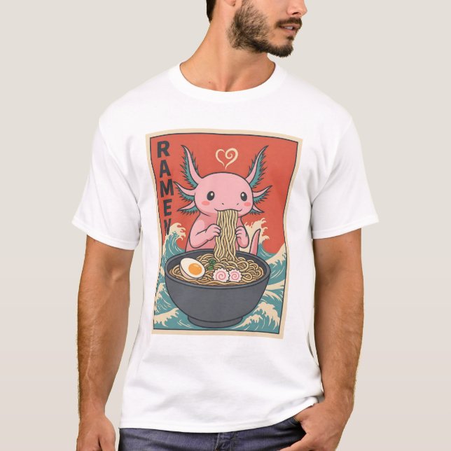 Funny Ramen Axolotl Noodle Lover Cute Creature T Shirt (Framsida)