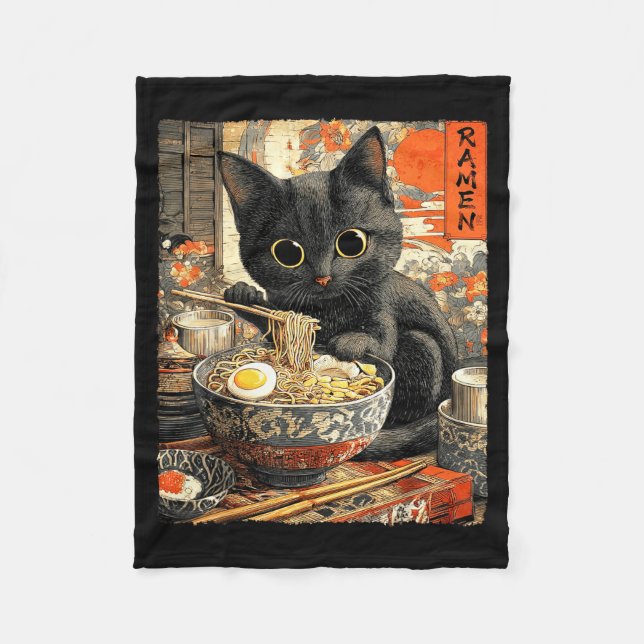 Funny Ramen Cat Noodle Lovers Anime Otaku  Fleecefilt (Framsidan)