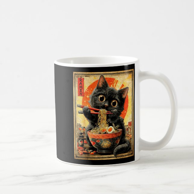 Funny Ramen Cat Noodle Lovers Anime Otaku  Kaffemugg (Höger)