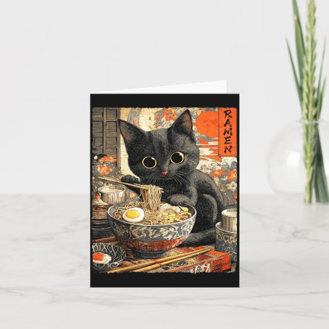 Funny Ramen Cat Noodle Lovers Anime Otaku  Kort (Framsida)
