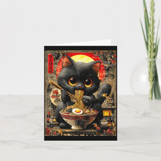 Funny Ramen Cat Noodle Lovers Anime Otaku  Kort (Framsida)