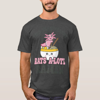 Funny Ramen Loving Grandparent Cute Axolotl Eating T Shirt