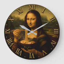Funny Ramen Mona Lisa Stor Klocka