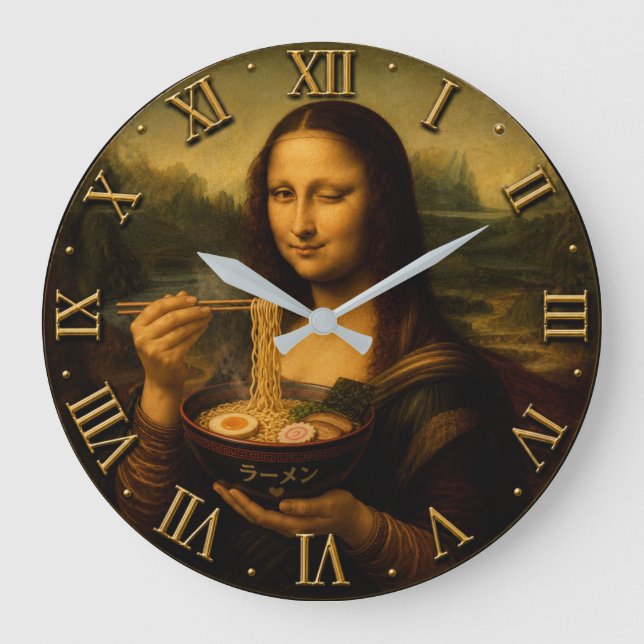 Funny Ramen Mona Lisa Stor Klocka (Framsida)