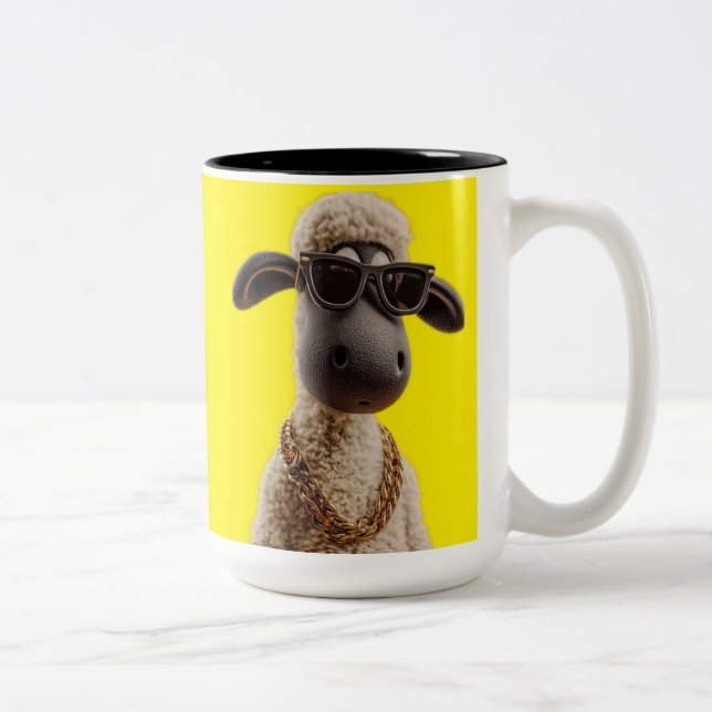 Funny Rapper Sheep Mugg - Cute Djurälskare Gift Ko (Höger)