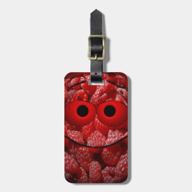 Funny Raspberry Emoticon Bagagebricka (Vertikal Framsida)