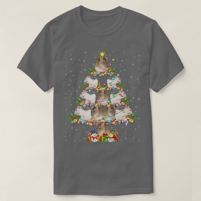 Funny Rat Lover Xmas Lighting Santa Rat Christmas  T Shirt (Design framsida)