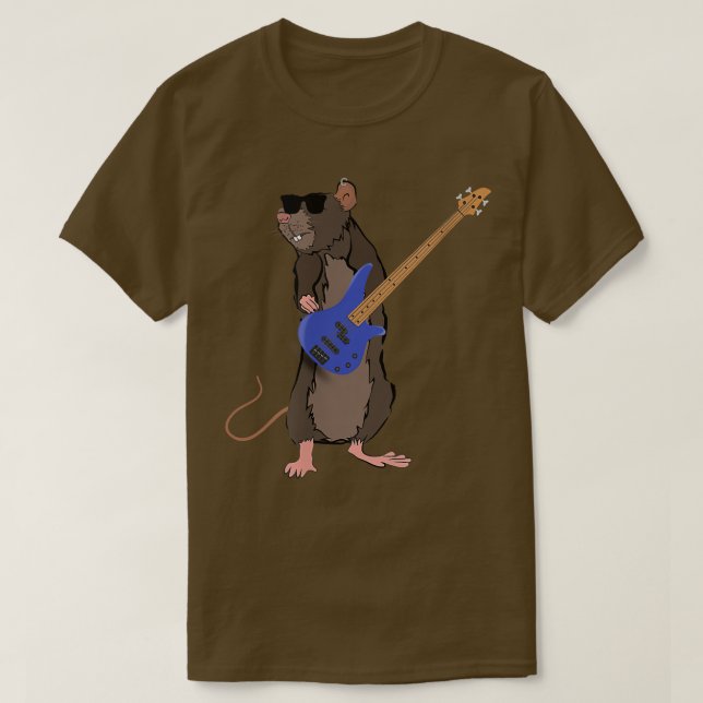 Funny Rat Wearing Sunglasses Playing Bass Guitar 8 T Shirt (Design framsida)