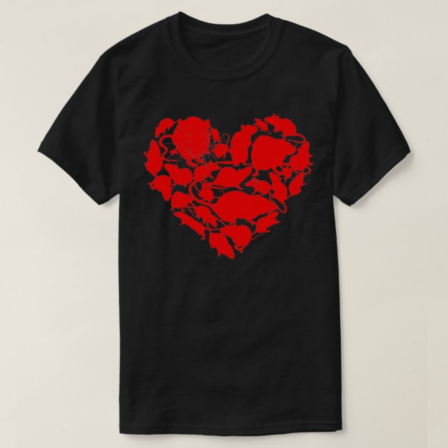 Funny Råtta Heart par Valentindagen Råtta Farm Lo T Shirt (Design framsida)