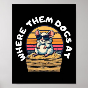 Funny Råtta-jakt - Cute Råtta i Sungles Tittar för Poster