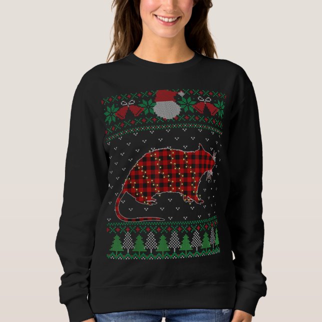 Funny Råtta Ugly Sweater jul Animals Ljus Xm T Shirt (Framsida)