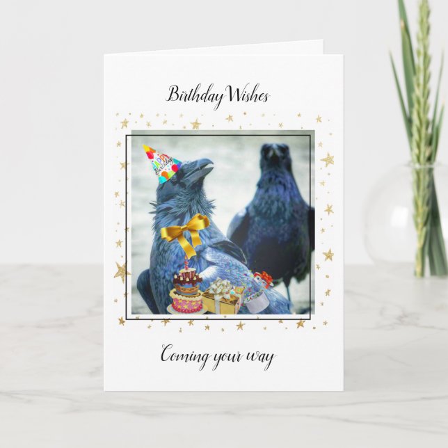 Funny Raven Birthday Card Kort (Framsida)