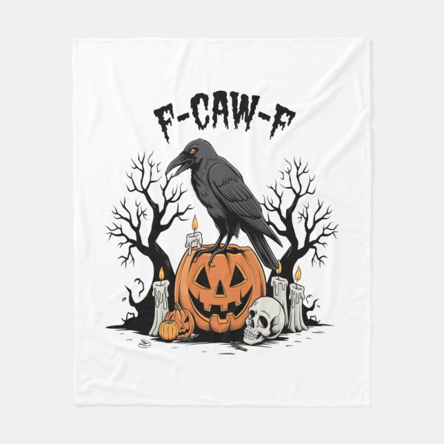 Funny Raven, F-Caw-F, Skull Raven, Gothic Crow Fleecefilt (Framsidan)
