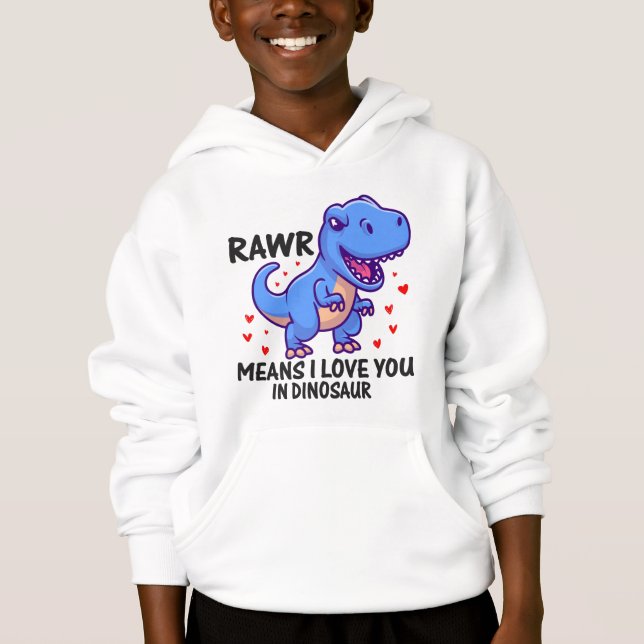 Funny Rawr Elak i Kärlek You Valentines day Boys T Shirt (Framsida)