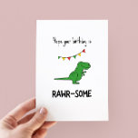 Funny Rawr-some Dinosaur Pun Birthday Card<br><div class="desc">Hoppas att din födelsedag är lite rak - roligt födelsedagskort med en minimalistisk illustration av t-rex</div>
