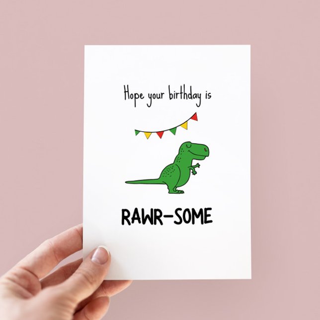 Funny Rawr-some Dinosaur Pun Birthday Card (Skapare uppladdad)