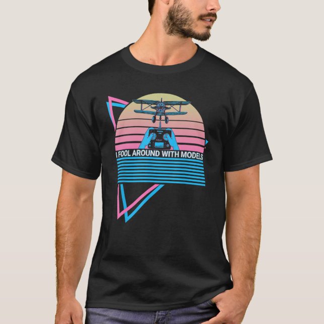 Funny RC Flygplan-modell Flygplan Retro I-fool run T Shirt (Framsida)