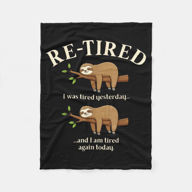 Funny Re-tired Definition Sloth  Fleecefilt (Framsidan)