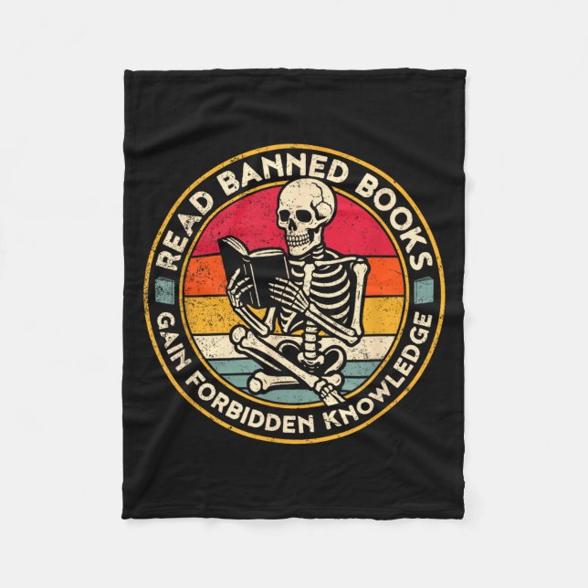 Funny Read Banned Books Retro Book Lover Reading S Fleecefilt (Framsidan)