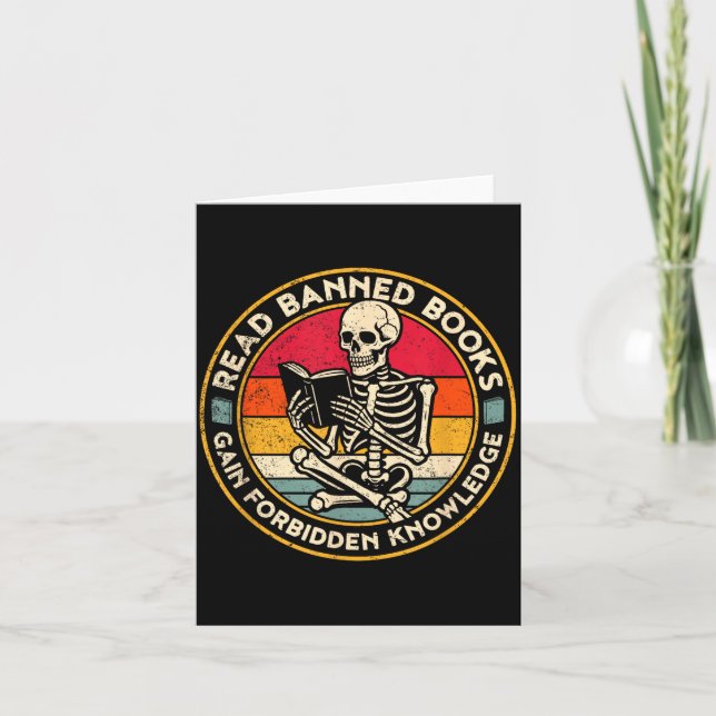 Funny Read Banned Books Retro Book Lover Reading S Kort (Framsida)