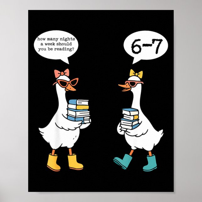 Funny Reading 67 Six Seven Meme Goose Teacher Book Poster (Framsidan)