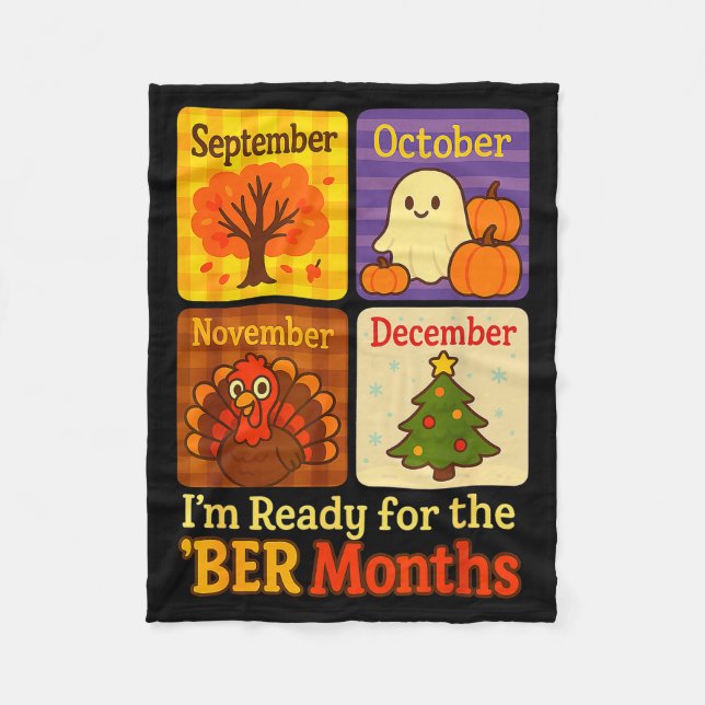 Funny Ready Ber Months Autumn Halloween Thanksgivi Fleecefilt (Framsidan)