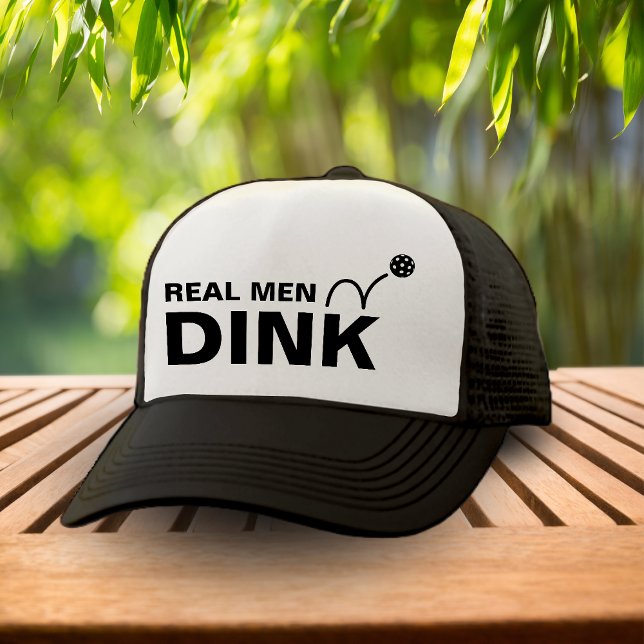 Funny Real Manar Dink White & Black Pickleball Keps (Funny Real Men Dink White & Black Pickleball Trucker Hat)