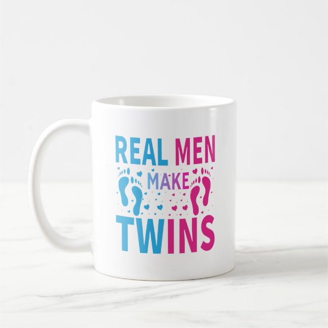 Funny real men twin word art  kaffemugg (Vänster)