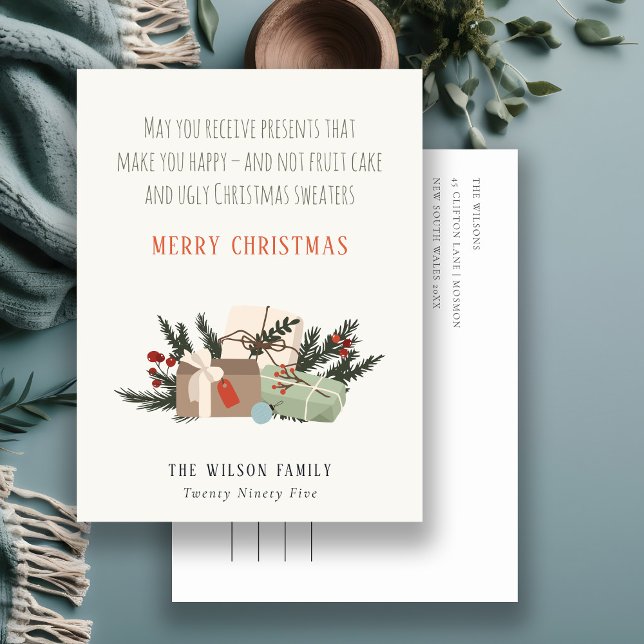 Funny Receive Julklapp gör dig Lycklig Helg Vykort (Skapare uppladdad)