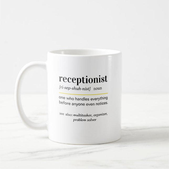 Funny Receptionist Definition Gift Kaffemugg (Vänster)