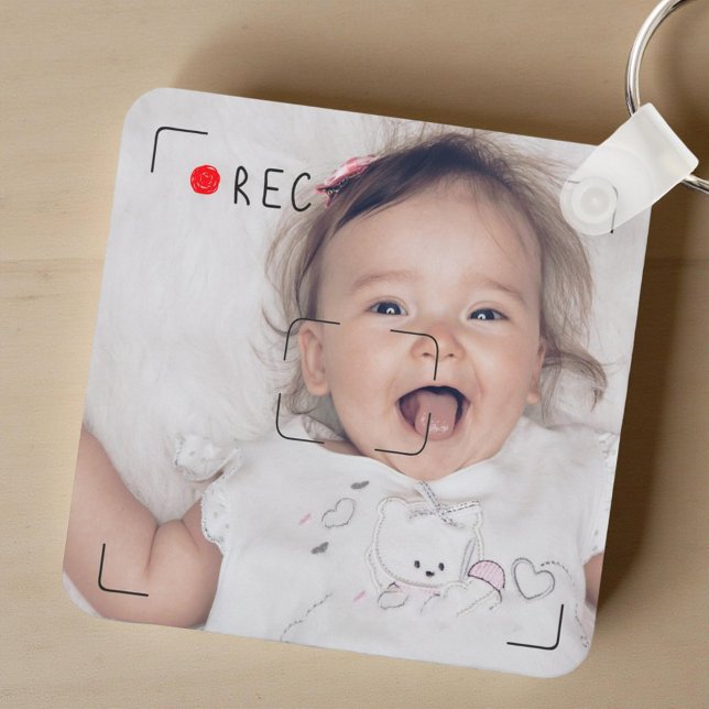 Funny Record Red Dot Custom Photo Nyckelring (Skapare uppladdad)