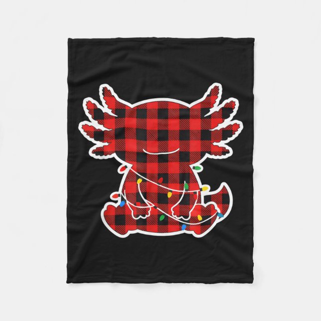 Funny Red And Black Buffalo Plaid Axolotl Christma Fleecefilt (Framsidan)