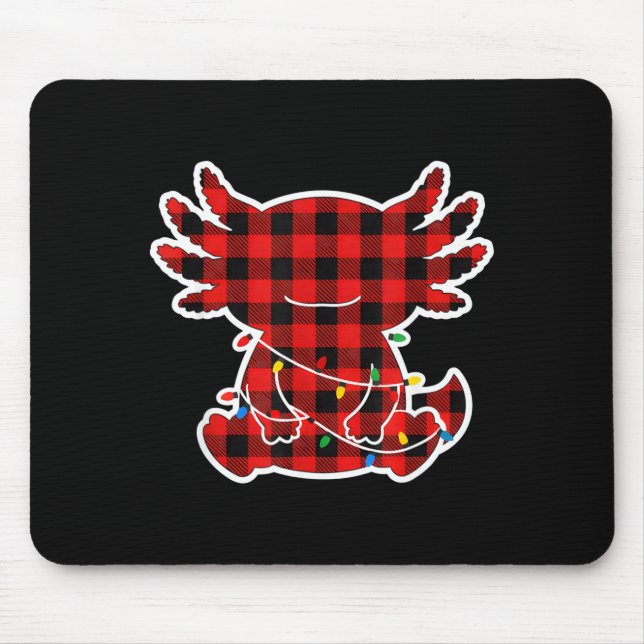 Funny Red And Black Buffalo Plaid Axolotl Christma Musmatta (Framsidan)