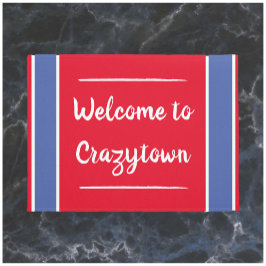 Funny Red and Blue Crazy Town Door Mat
