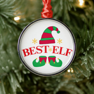 Funny Red and Grönt Best Elf-jul Julgransprydnad Metall