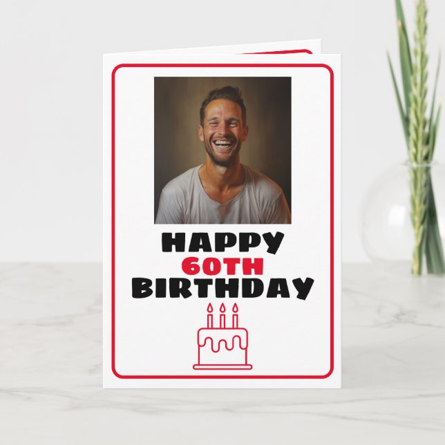 Funny Red and White Photo Make Birthday Kort (Framsida)