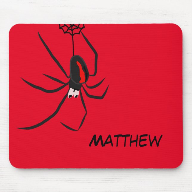 Funny Red Back Spider Personal Namn Musmatta (Framsidan)