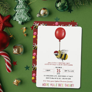 Funny Red Bee Thmet Balloon jul Party Inbjudningar