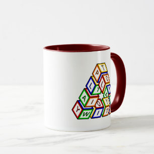Funny Red Blue Gult Grönt Leksak blockerar Art Mugg