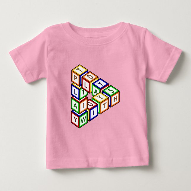 Funny Red Blue Gult Grönt Leksak blockerar Art T Shirt (Framsida)