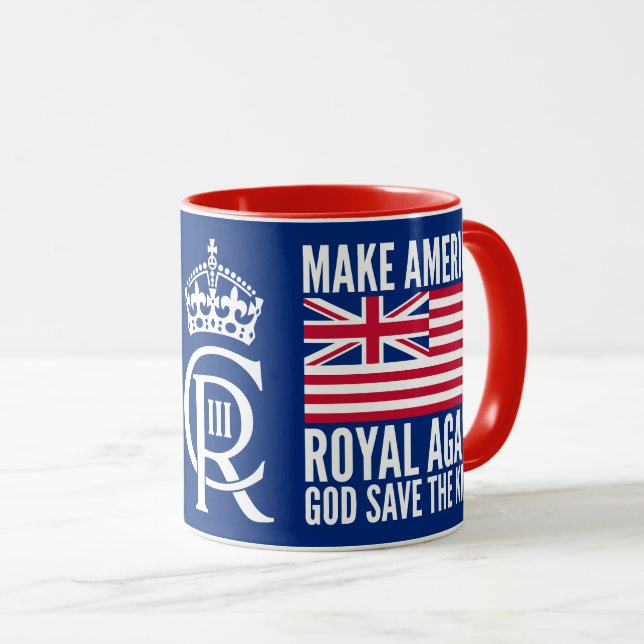 Funny Red Blue White Make America Royal Again Flag Mugg (Framsida höger)