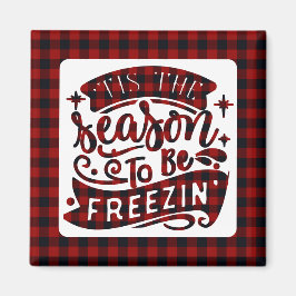Funny Red Buffalo Play Tis Season-jul Magnet