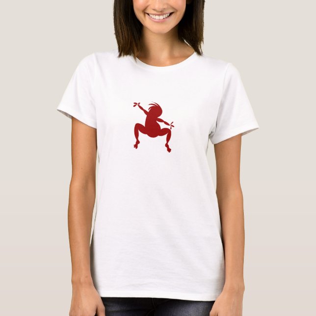 Funny Red Dancing Kokopelli T-shirt (Framsida)