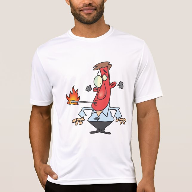 Funny Red Face Man with Thermometer Fever T Shirt (Framsida)