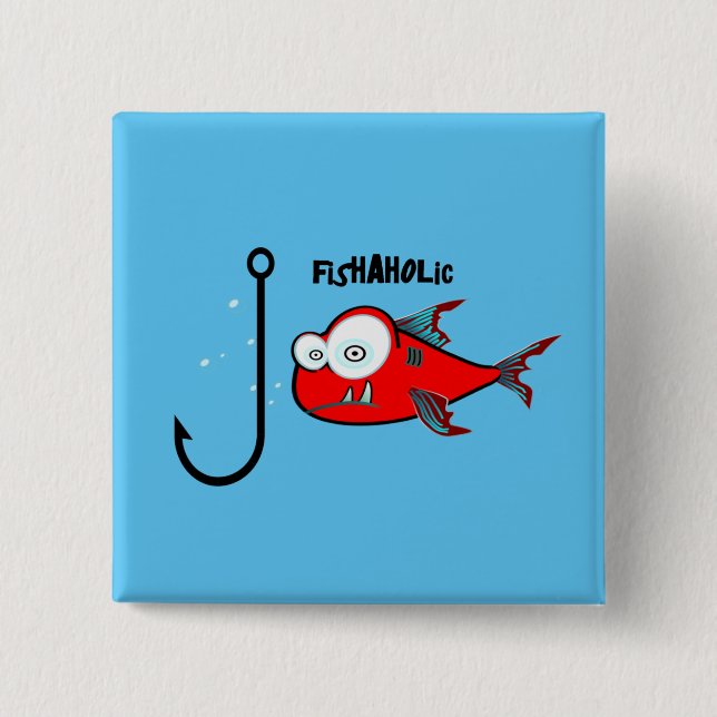 Funny Red Graphic Fishahol Manar Design Knapp (Framsida)