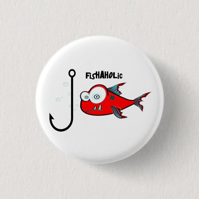 Funny Red Graphic Fishahol Manar Design Knapp (Framsida)