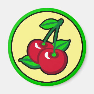 Funny Red Grönt Black Cherries Fruit Pop Art Magnet