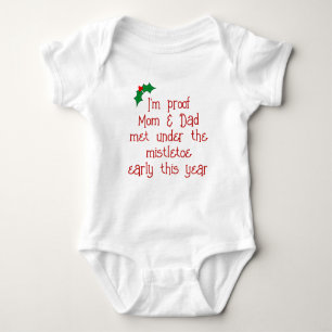 Funny Red & Grönt Helgdag Mistletoe Baby Bodykosty T Shirt
